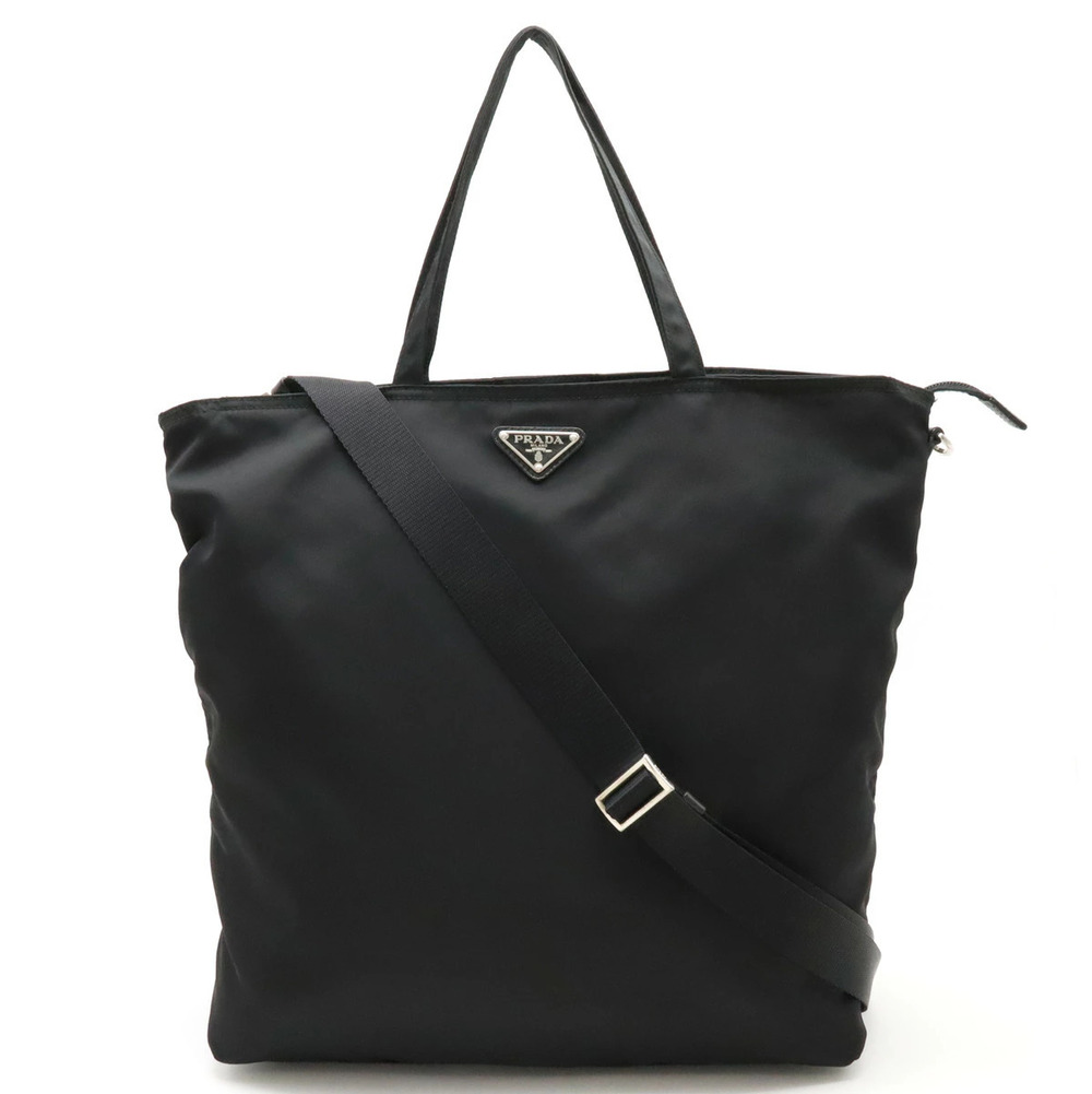 Prada Tote Tessuto Saffiano Bag Crossbody Leather NERO Black